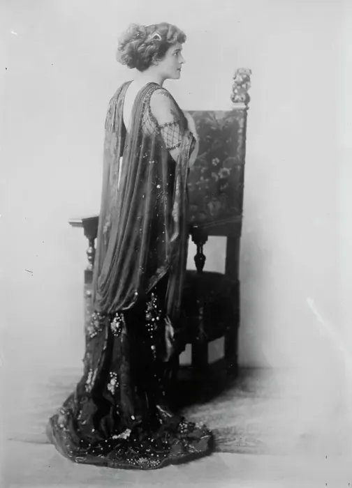 Framed Print : Katherine Kaelred standing before chair, Moffett Studio in Chicago, 1910. Creator: Bain News Service Framed Print : Katherine Kaelred standing before chair, Moffett Studio in Chicago, 1910. Creator: Bain News Service