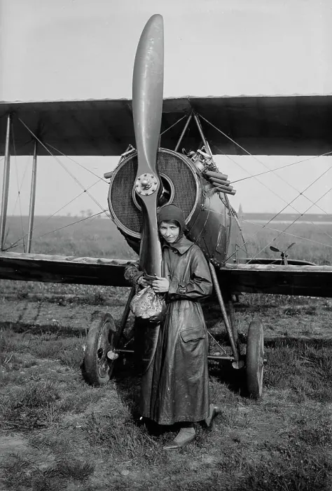 Framed Print : Katherine Stinson with her biplane, 1917 or 1918. Creator: Bain News Service Framed Print : Katherine Stinson with her biplane, 1917 or 1918. Creator: Bain News Service