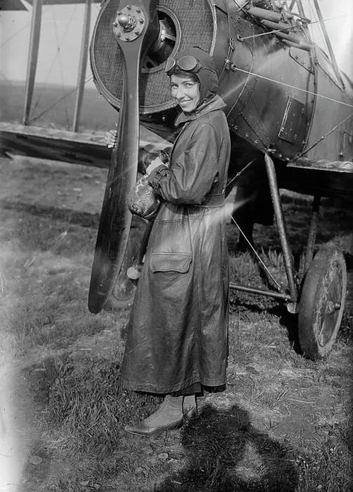 Framed Print : Katherine Stinson with her biplane, between c1915 and c1920. Creator: Bain News Service Framed Print : Katherine Stinson with her biplane, between c1915 and c1920. Creator: Bain News Service