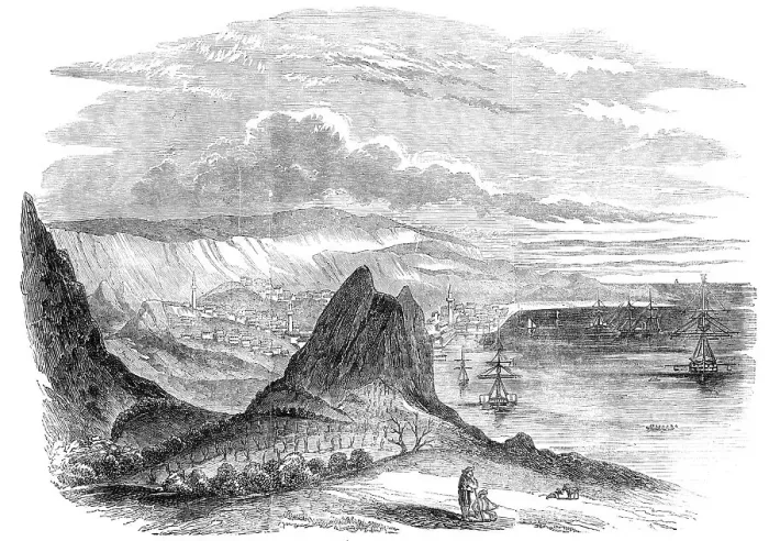 Framed Print : Kavarna Bay, and Town of Baltschik, 1854. Creator: Unknown Framed Print : Kavarna Bay, and Town of Baltschik, 1854. Creator: Unknown