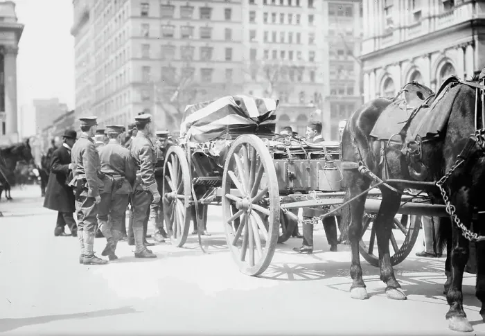 Framed Print : Kearny coffin on caisson, 1912. Creator: Bain News Service Framed Print : Kearny coffin on caisson, 1912. Creator: Bain News Service