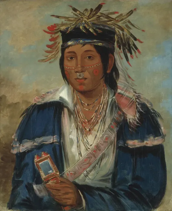 Framed Print : Kee-mo-ra-nia, No English, a Dandy, 1830. Creator: George Catlin Framed Print : Kee-mo-ra-nia, No English, a Dandy, 1830. Creator: George Catlin