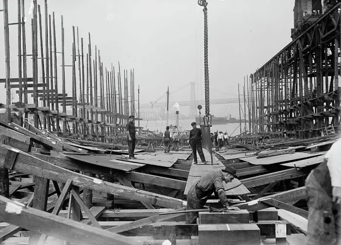 Framed Print : Keel of NEW YORK, 1911. Creator: Bain News Service Framed Print : Keel of NEW YORK, 1911. Creator: Bain News Service