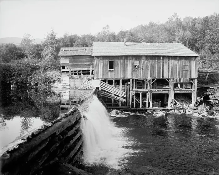 Framed Print : Keene Valley, old mill on the Ausable, Adirondack Mts. N.Y. between 1900 and 1905. Creator: Unknown Framed Print : Keene Valley, old mill on the Ausable, Adirondack Mts. N.Y. between 1900 and 1905. Creator: Unknown