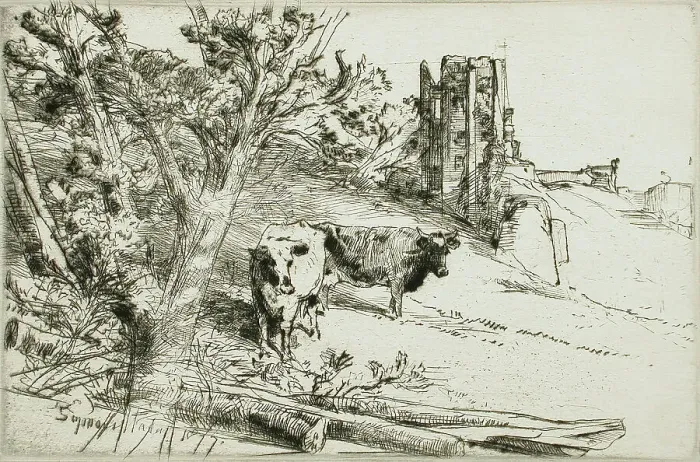 Framed Print : The Keep, 1877. Creator: Francis Seymour Haden Framed Print : The Keep, 1877. Creator: Francis Seymour Haden