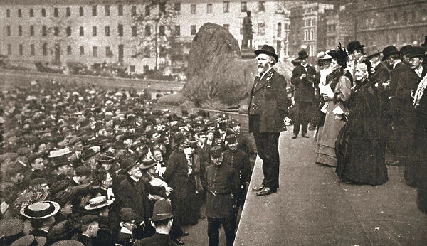 Keir Hardie addressing the first womens suffrage demonstration, London, 19 May 1906