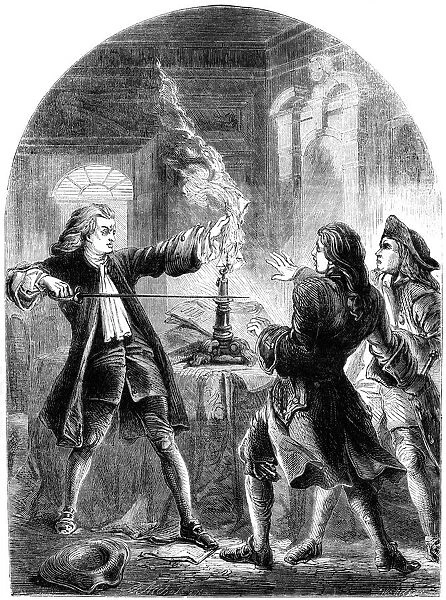 Kelly, the non-juring clergyman, destroying the treasonable papers, 18th century (19th century)