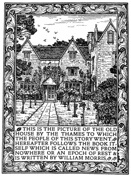 Framed Print : Kelmscott Manor, Gloucestershire, frontispiece to News from Nowhere, c1892 (1901). Artist: William Morris Framed Print : Kelmscott Manor, Gloucestershire, frontispiece to News from Nowhere, c1892 (1901). Artist: William Morris