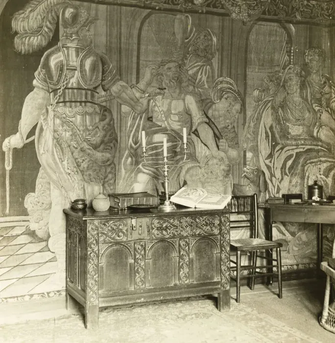 Framed Print : Kelmscott Manor: Tapestry Details, 1896. Creator: Frederick Henry Evans Framed Print : Kelmscott Manor: Tapestry Details, 1896. Creator: Frederick Henry Evans