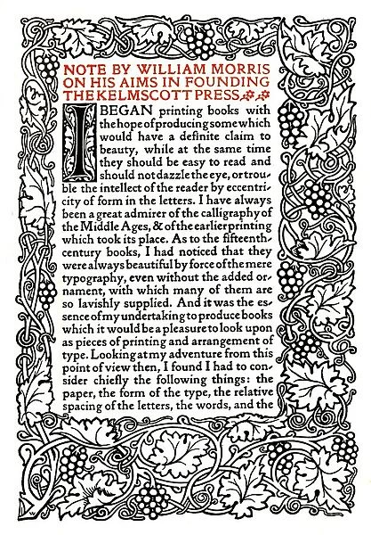 Kelmscott Press: Page printed in the Golden Type, c. 1895, (1914). Artist: William Morris