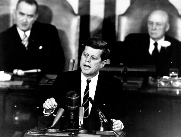 Kennedy Giving Historic Speech to Congress, 1961. Creator: NASA