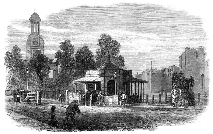 Framed Print : Kennington Turnpike-Gate, lately removed, 1865. Creator: Unknown Framed Print : Kennington Turnpike-Gate, lately removed, 1865. Creator: Unknown