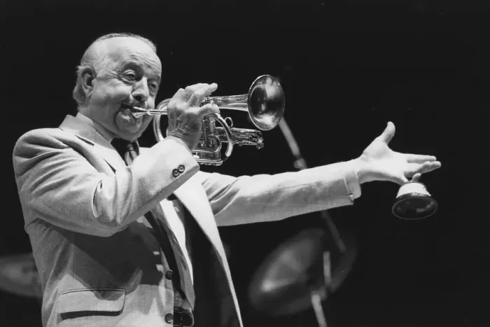 Framed Print : Kenny Baker, British All Star Band, Barbican, London, 1993. Creator: Brian Foskett Framed Print : Kenny Baker, British All Star Band, Barbican, London, 1993. Creator: Brian Foskett