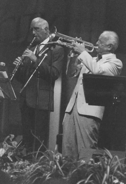 Framed Print : Kenny Baker and Roy Willox, Barbican, London 1993. Creator: Brian Foskett Framed Print : Kenny Baker and Roy Willox, Barbican, London 1993. Creator: Brian Foskett
