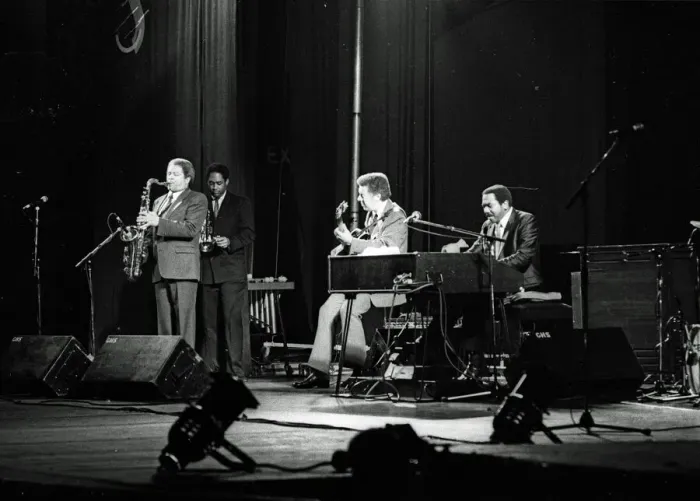Framed Print : Kenny Burrell, Jon Faddis, Frank Foster, Jimmy Smith, Philip Morris Jazz Festival, London Framed Print : Kenny Burrell, Jon Faddis, Frank Foster, Jimmy Smith, Philip Morris Jazz Festival, London