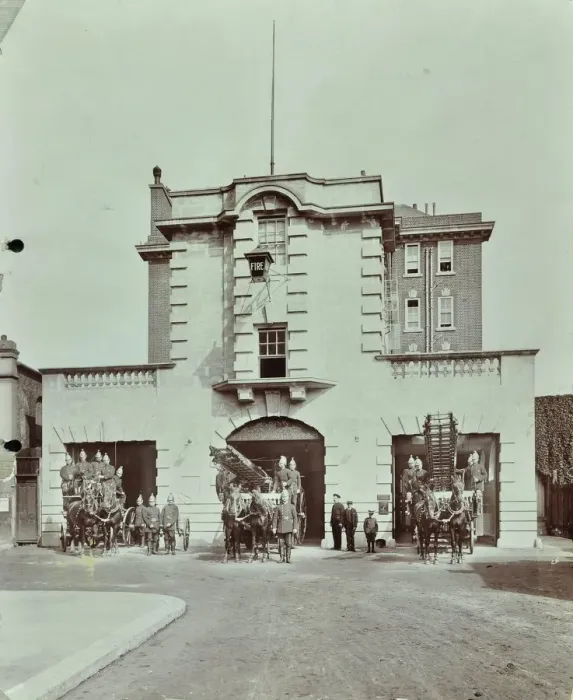 Framed Print : Kensington Fire Station, No 13 Old Court Place, Kensington and Chelsea, London, 1905 Framed Print : Kensington Fire Station, No 13 Old Court Place, Kensington and Chelsea, London, 1905