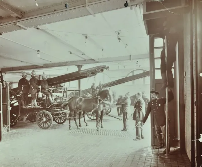 Framed Print : Kensington Fire Station, No 13 Old Court Place, Kensington, London, 1905 Framed Print : Kensington Fire Station, No 13 Old Court Place, Kensington, London, 1905