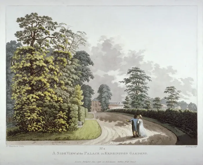 Framed Print : Kensington Gardens, London, 1798. Artist Framed Print : Kensington Gardens, London, 1798. Artist