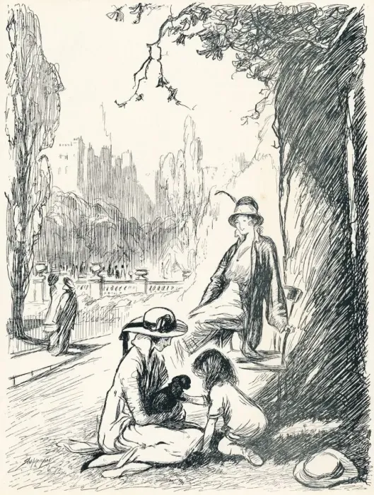 Framed Print : In Kensington Gardens - Stage Six, c1920. Artist: Claude Allin Shepperson Framed Print : In Kensington Gardens - Stage Six, c1920. Artist: Claude Allin Shepperson