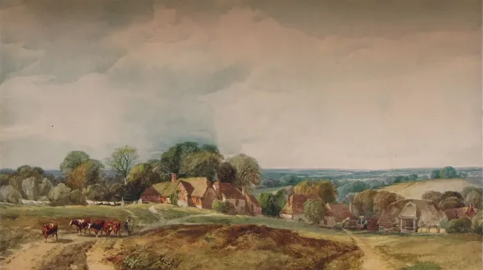 Framed Print : A Kentish View, c1845. Artist: Henry Jutsum Framed Print : A Kentish View, c1845. Artist: Henry Jutsum
