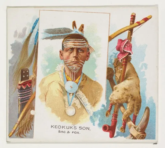 Framed Print : Keokuks Son, Sac & Fox, from the American Indian Chiefs series (N36) for Allen & Framed Print : Keokuks Son, Sac & Fox, from the American Indian Chiefs series (N36) for Allen &