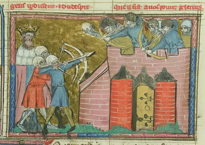 Framed Print : Kerbogha besieges Antioch in 1098 (From Li rommans de Godefroy de Buillon et de Salehadin'), 1337. Creator: Maître de Fauvel (active 1314-1340). Kerbogha besieges Antioch in 1098 Framed Print : Kerbogha besieges Antioch in 1098 (From Li rommans de Godefroy de Buillon et de Salehadin'), 1337. Creator: Maître de Fauvel (active 1314-1340). Kerbogha besieges Antioch in 1098