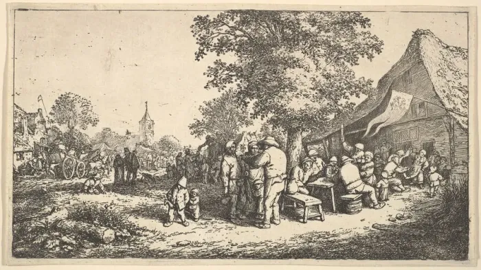 Framed Print : The Kermess Under the Great Tree, 1610-85. Creator: Adriaen van Ostade Framed Print : The Kermess Under the Great Tree, 1610-85. Creator: Adriaen van Ostade