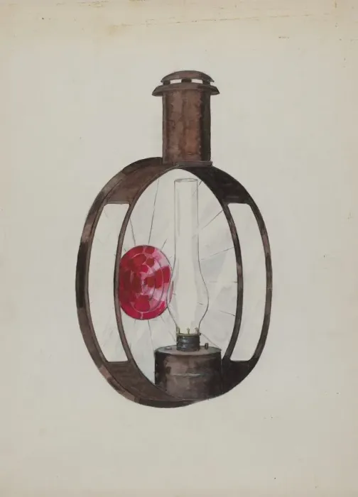 Framed Print : Kerosene Street Car Lamp, c. 1936. Creator: Florence Huston Framed Print : Kerosene Street Car Lamp, c. 1936. Creator: Florence Huston