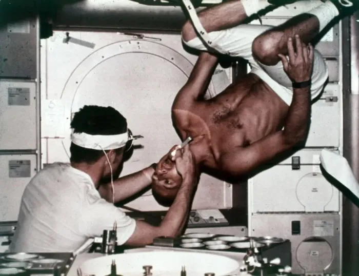 Framed Print : Kerwin examining Conrad on Skylab 2, 1973. Creator: NASA Framed Print : Kerwin examining Conrad on Skylab 2, 1973. Creator: NASA