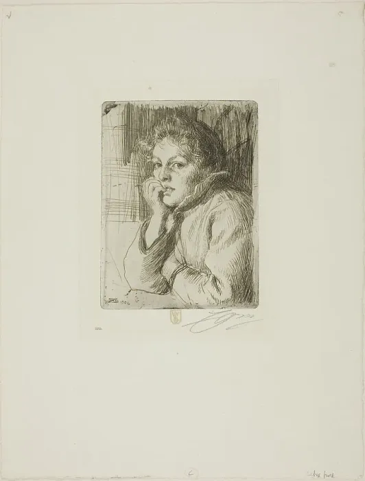 Framed Print : Kesti, a Mora Peasant, 1906. Creator: Anders Leonard Zorn Framed Print : Kesti, a Mora Peasant, 1906. Creator: Anders Leonard Zorn