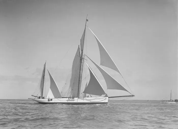 Framed Print : The ketch Corisande under sail, 1911. Creator: Kirk & Sons of Cowes