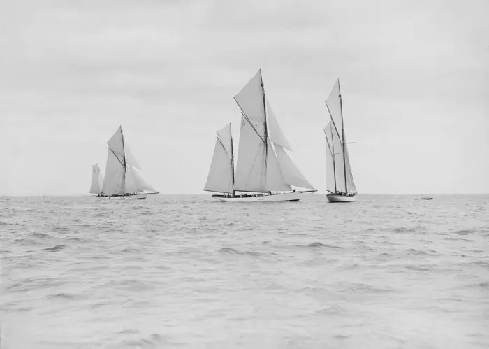 Framed Print : The three ketches Julnar, Cariad and Corisande racing upwind, 1913. Creator Framed Print : The three ketches Julnar, Cariad and Corisande racing upwind, 1913. Creator