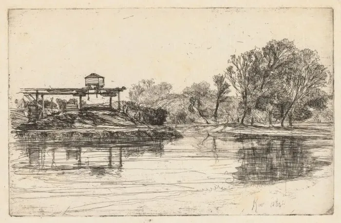 Framed Print : Kew, 1864. Creator: Francis Seymour Haden (British, 1818-1910)