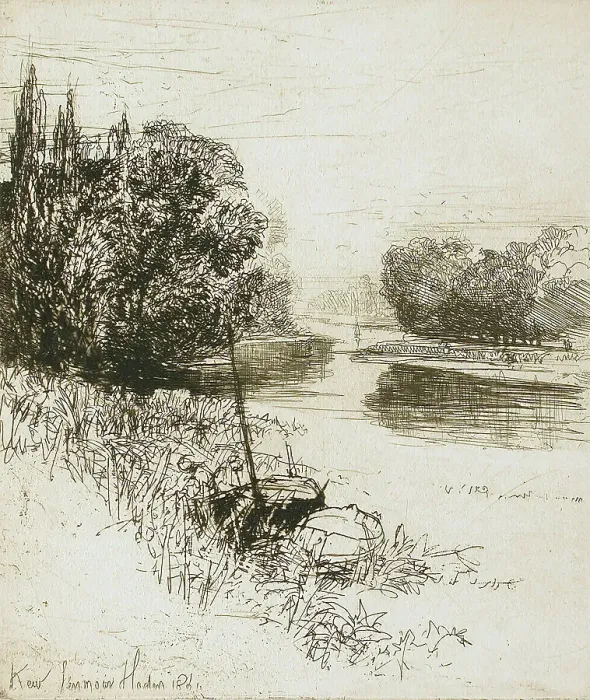 Framed Print : Kew Ait, 1864. Creator: Francis Seymour Haden Framed Print : Kew Ait, 1864. Creator: Francis Seymour Haden