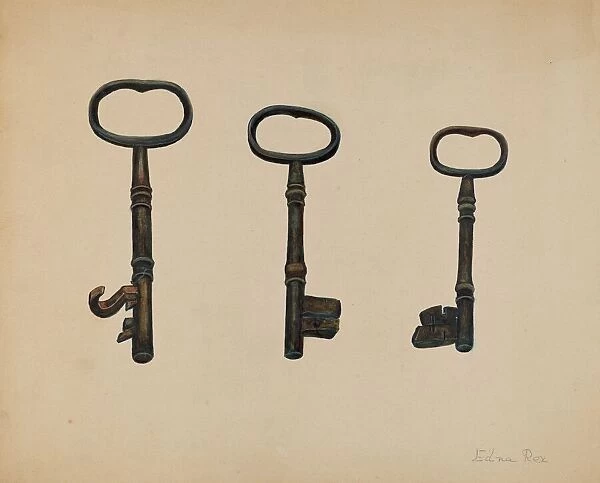 Keys to John Marshall House, c. 1937. Creator: Edna C. Rex
