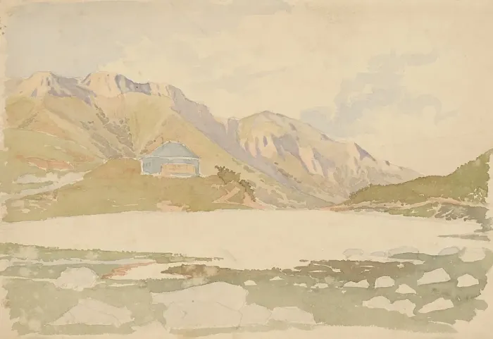 Framed Print : Kezmarska cottage above Belianske Tatras, 1875-1880. Creator: Eugen Wallachy Framed Print : Kezmarska cottage above Belianske Tatras, 1875-1880. Creator: Eugen Wallachy
