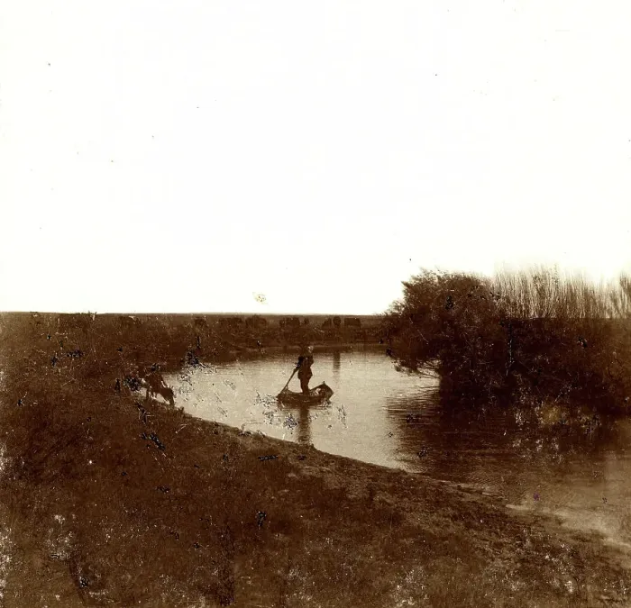 Framed Print : The Kherlen River - Soldiers in a boat, 1899. Creator: Unknown Framed Print : The Kherlen River - Soldiers in a boat, 1899. Creator: Unknown