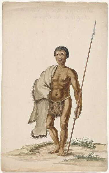 Khoekhoe man with assegaai, c.1675-c.1725. Creator: Anon