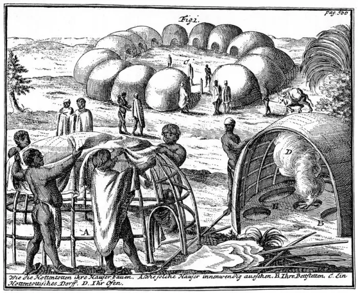 Framed Print : Khoikhoi huts and kraal, South Africa, 1931 Framed Print : Khoikhoi huts and kraal, South Africa, 1931
