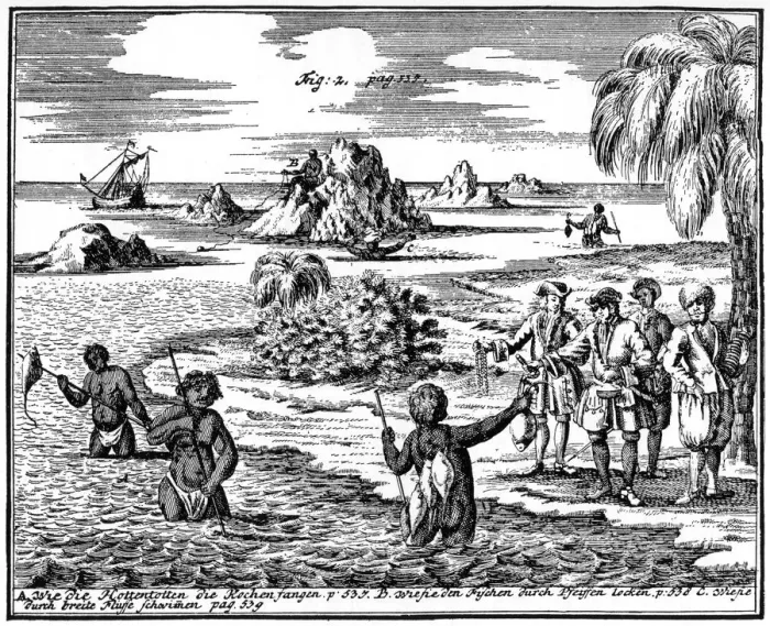 Framed Print : Khoikhois spearing fish, South Africa, 1931 Framed Print : Khoikhois spearing fish, South Africa, 1931