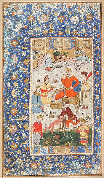 Khusraw Celebrating after Killing the Dragon, page from a manuscript of the Khamsa, 17th century. Creator: Unknown