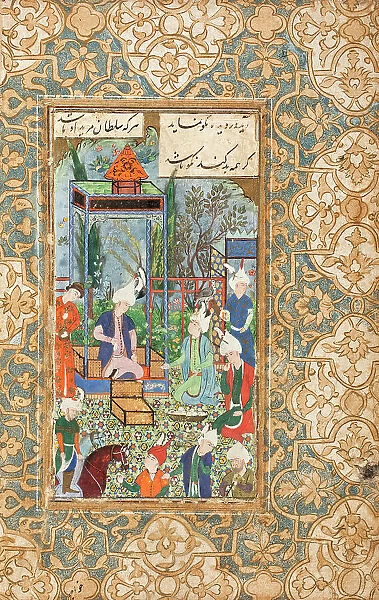 Khusraw Receiving his Captured Brother, page from a manuscript of the Khamsa, 16th century. Creator: Unknown
