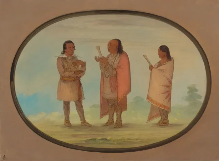 Framed Print : Kickapoo Indians Preaching and Praying, 1861 / 1869. Creator: George Catlin Framed Print : Kickapoo Indians Preaching and Praying, 1861 / 1869. Creator: George Catlin