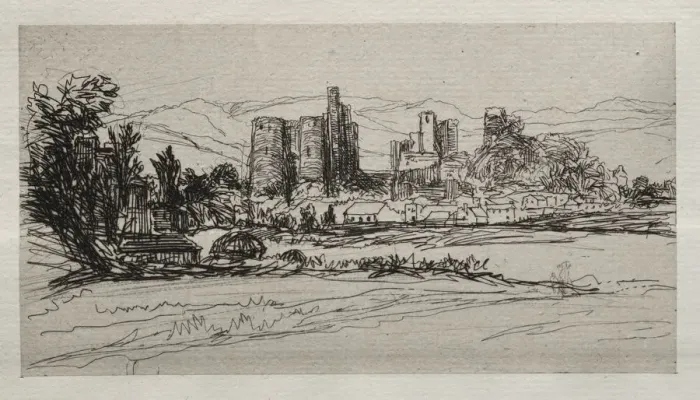 Framed Print : Kidwelly Castle. Creator: Francis Seymour Haden (British, 1818-1910) Framed Print : Kidwelly Castle. Creator: Francis Seymour Haden (British, 1818-1910)