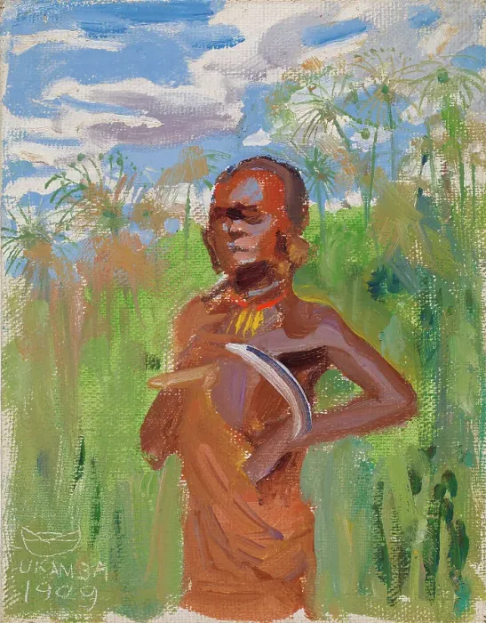 Framed Print : Kikuyu in Papyrus Reeds, 1909. Creator: Akseli Gallen-Kallela Framed Print : Kikuyu in Papyrus Reeds, 1909. Creator: Akseli Gallen-Kallela