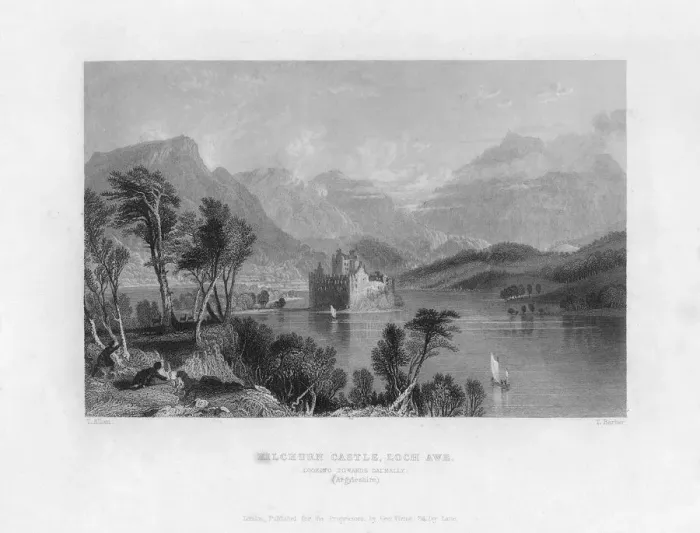 Framed Print : Kilchurn Castle, Loch Awe, looking towards Dalmally, Argyleshire, 19th century. Artist: Thomas Barber Framed Print : Kilchurn Castle, Loch Awe, looking towards Dalmally, Argyleshire, 19th century. Artist: Thomas Barber