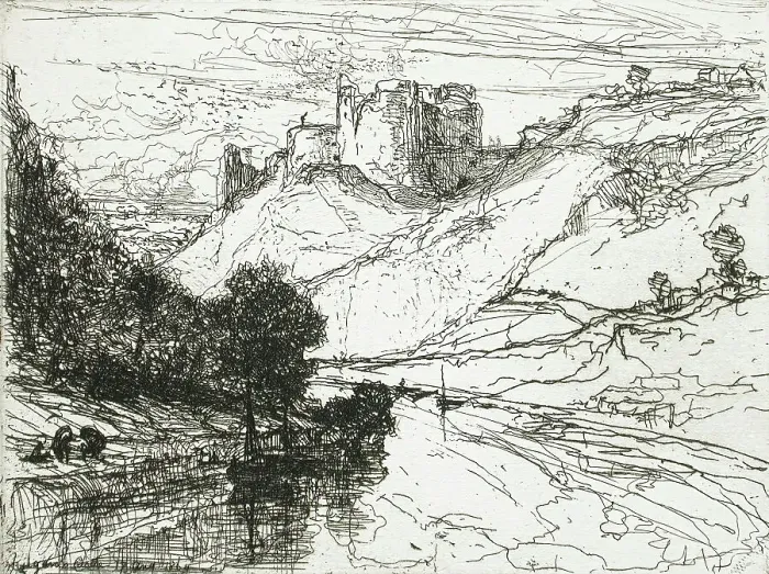 Framed Print : Kilgaren Castle, 1864. Creator: Francis Seymour Haden Framed Print : Kilgaren Castle, 1864. Creator: Francis Seymour Haden