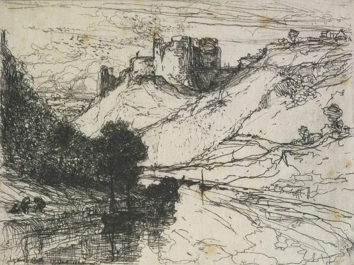 Framed Print : Kilgaren Castle, 1864. Creator: Francis Seymour Haden Framed Print : Kilgaren Castle, 1864. Creator: Francis Seymour Haden