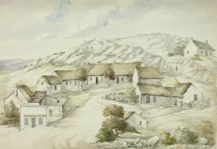 Framed Print : Kilkenny Village from the Rocks, November 1843. Creator: Elizabeth Murray Framed Print : Kilkenny Village from the Rocks, November 1843. Creator: Elizabeth Murray
