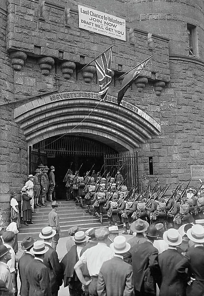 Kilties enter 71st Regt. Armory, July 1917. Creator: Bain News Service